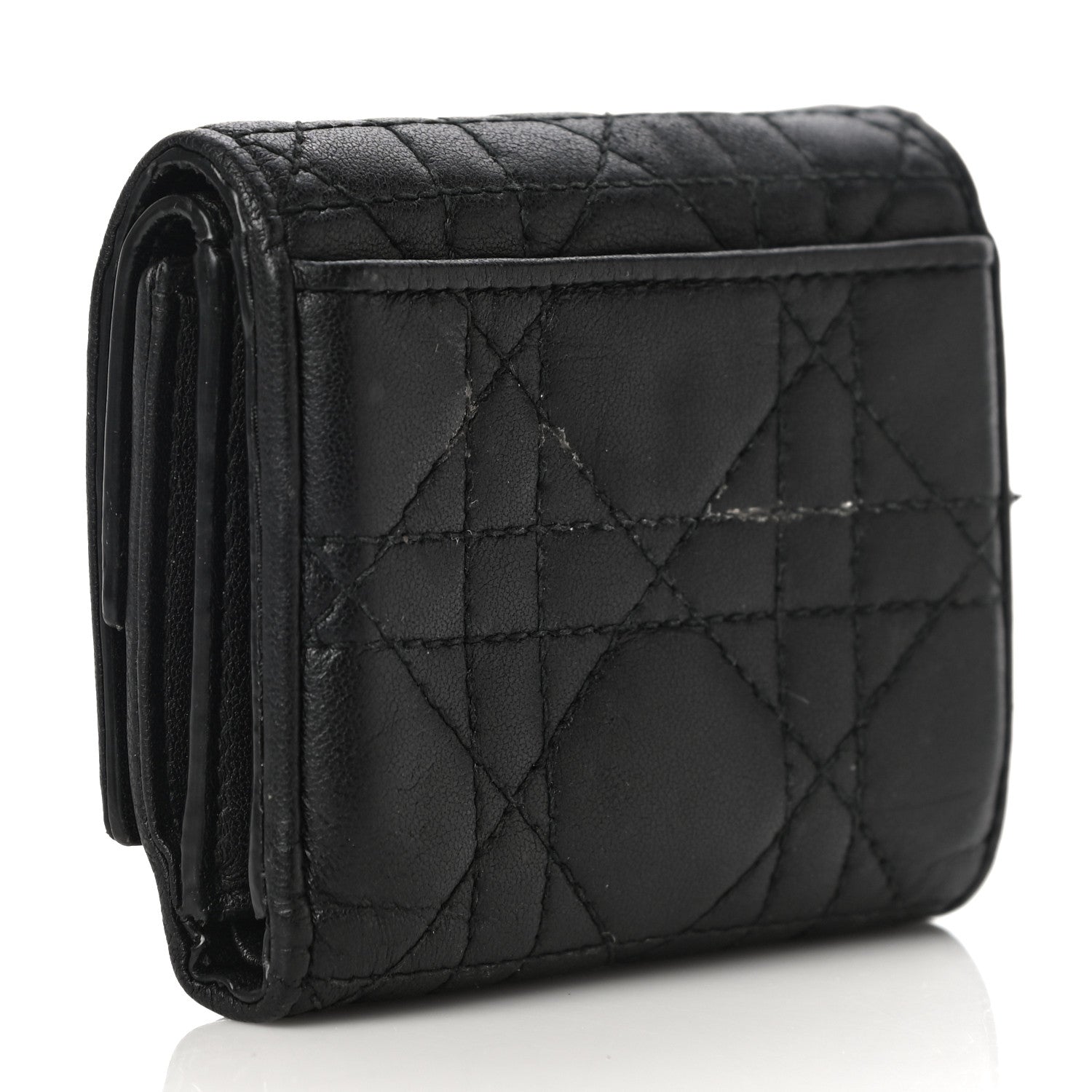 Christian Dior Lambskin Cannage Lady Dior Lotus Wallet Black 3 of 15