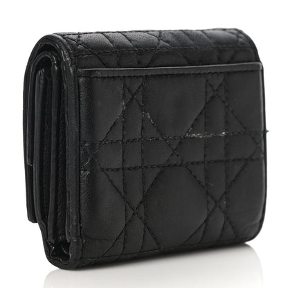 Christian Dior Lambskin Cannage Lady Dior Lotus Wallet Black 3 of 15