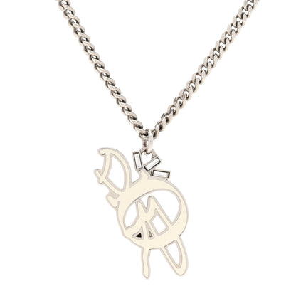 Christian Dior X Cactus Jack Crystal Resin Logo Pendant Necklace White Silver 4 of 7