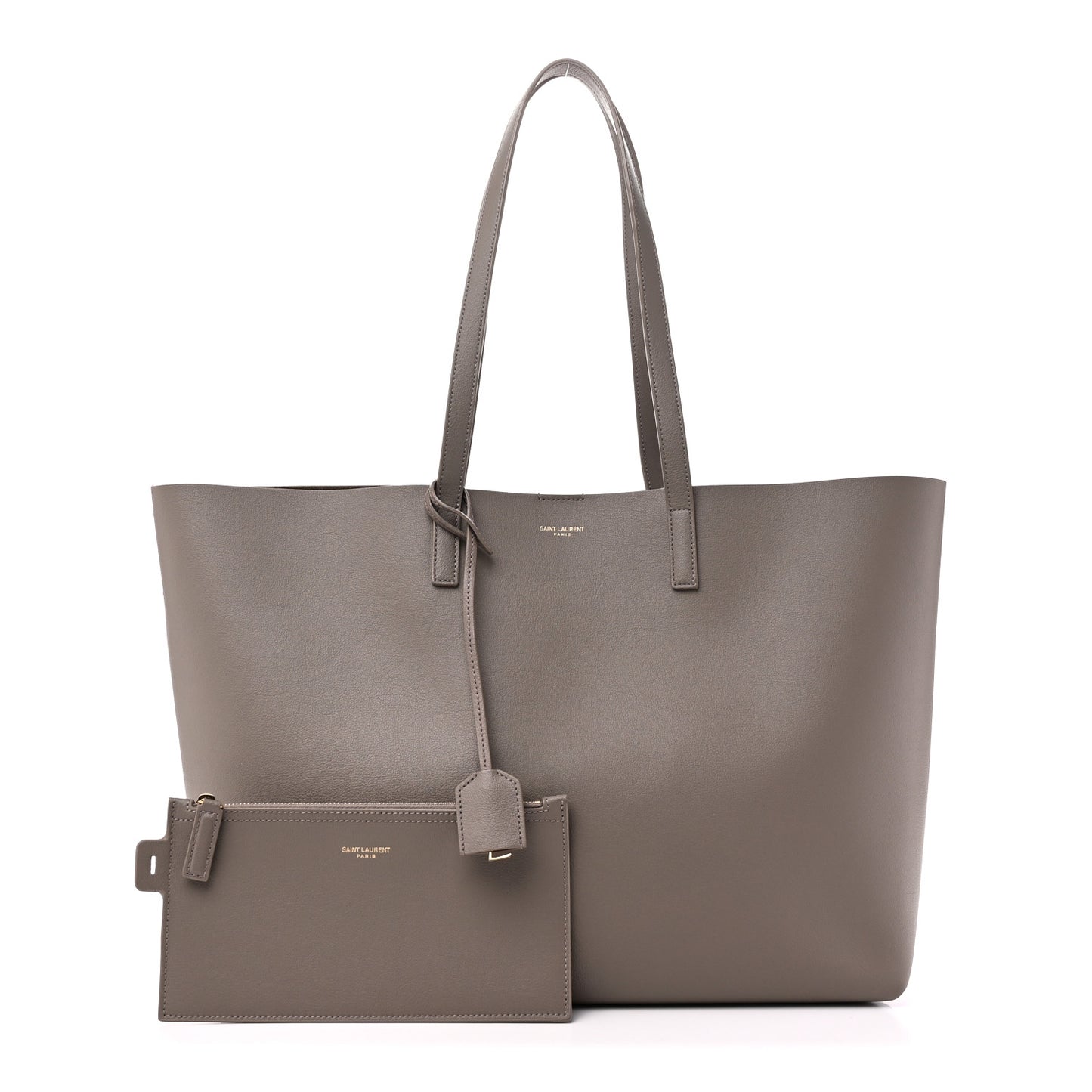 Calfskin Large Shopping Tote Oyster Gray