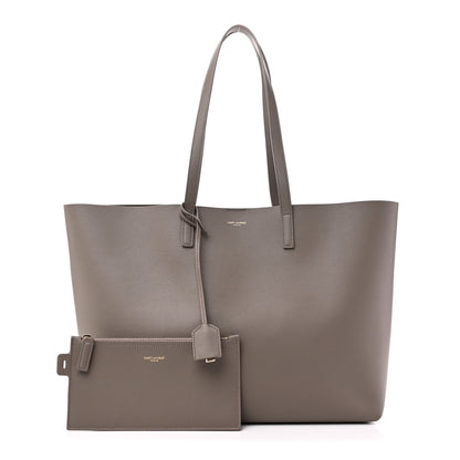 Saint Laurent Calfskin Large Shopping Tote Oyster Gray 3 of 11
