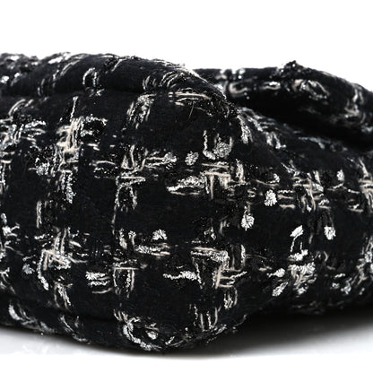 Chanel Tweed Quilted Large Chanel 19 Flap Black Silver Ecru 9 of 9