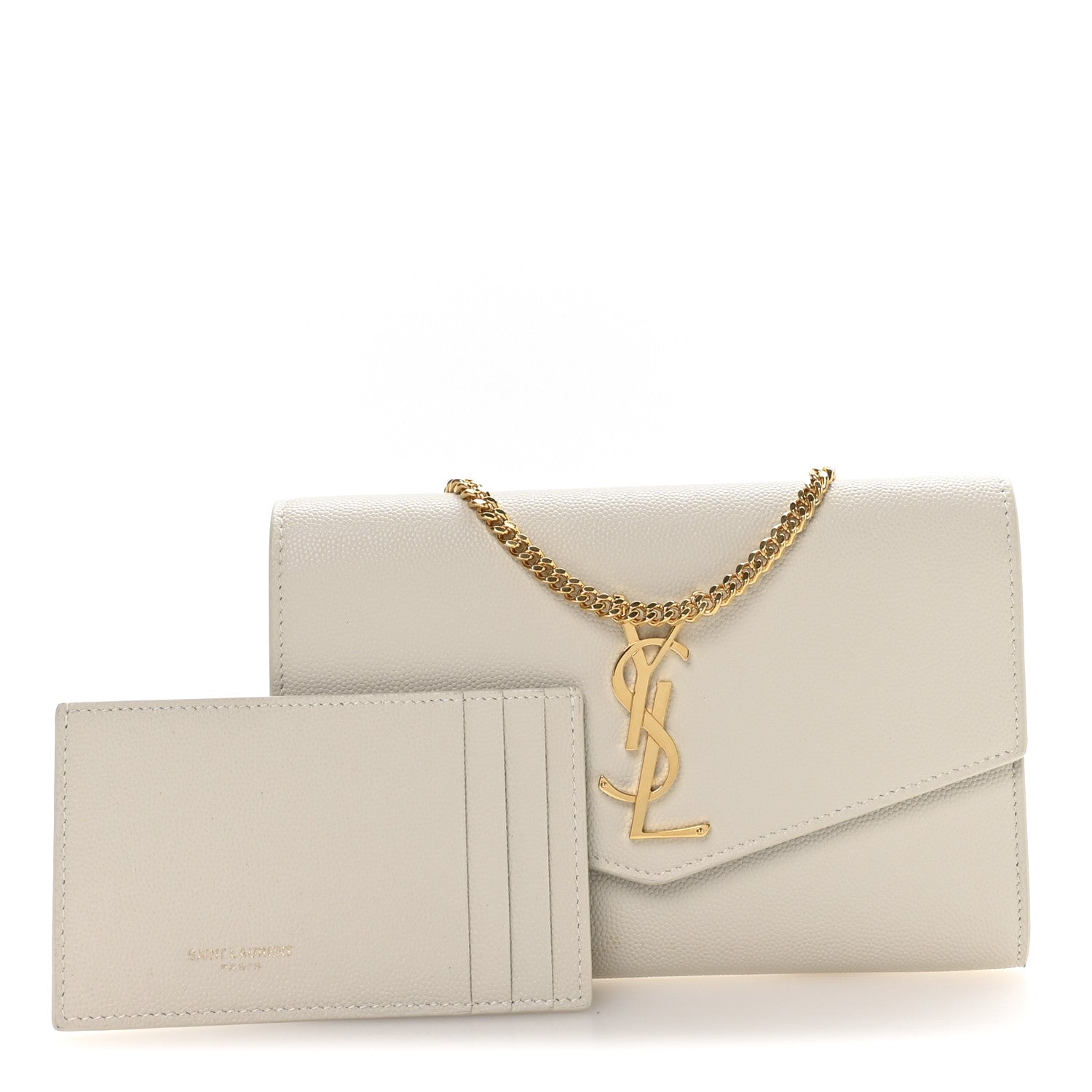 Saint Laurent Grain De Poudre Monogram Uptown Chain Wallet Crema Soft 3 of 11