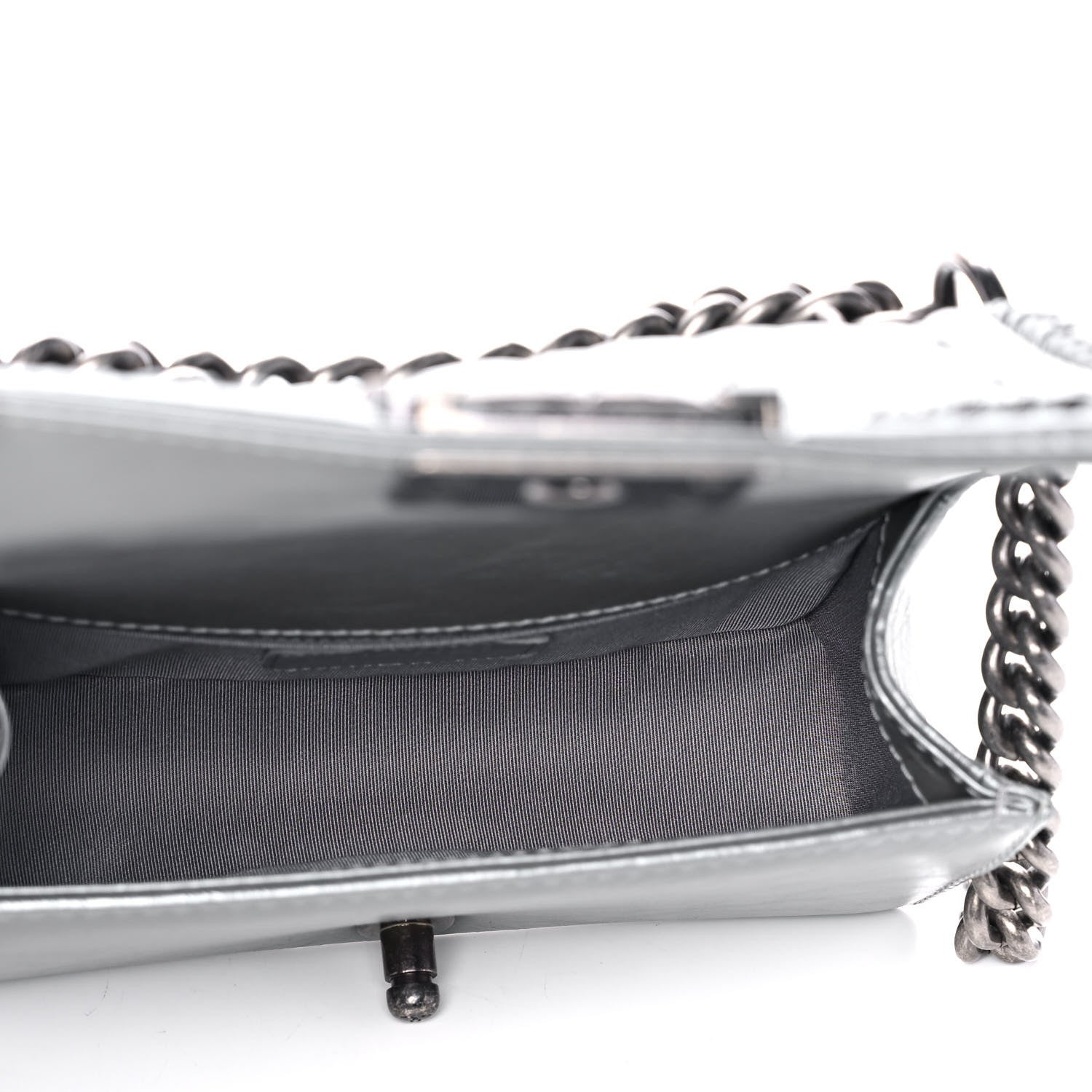 Chanel Metallic Aged Calfskin Quilted Small Boy Handle Flap Charcoal 4 of 13