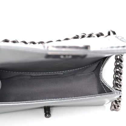 Chanel Metallic Aged Calfskin Quilted Small Boy Handle Flap Charcoal 4 of 13