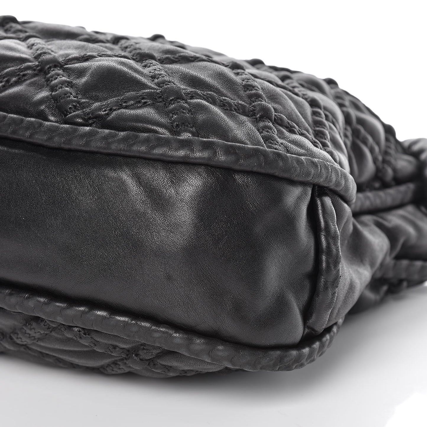 Lambskin Quilted Hidden Chain Hobo Black