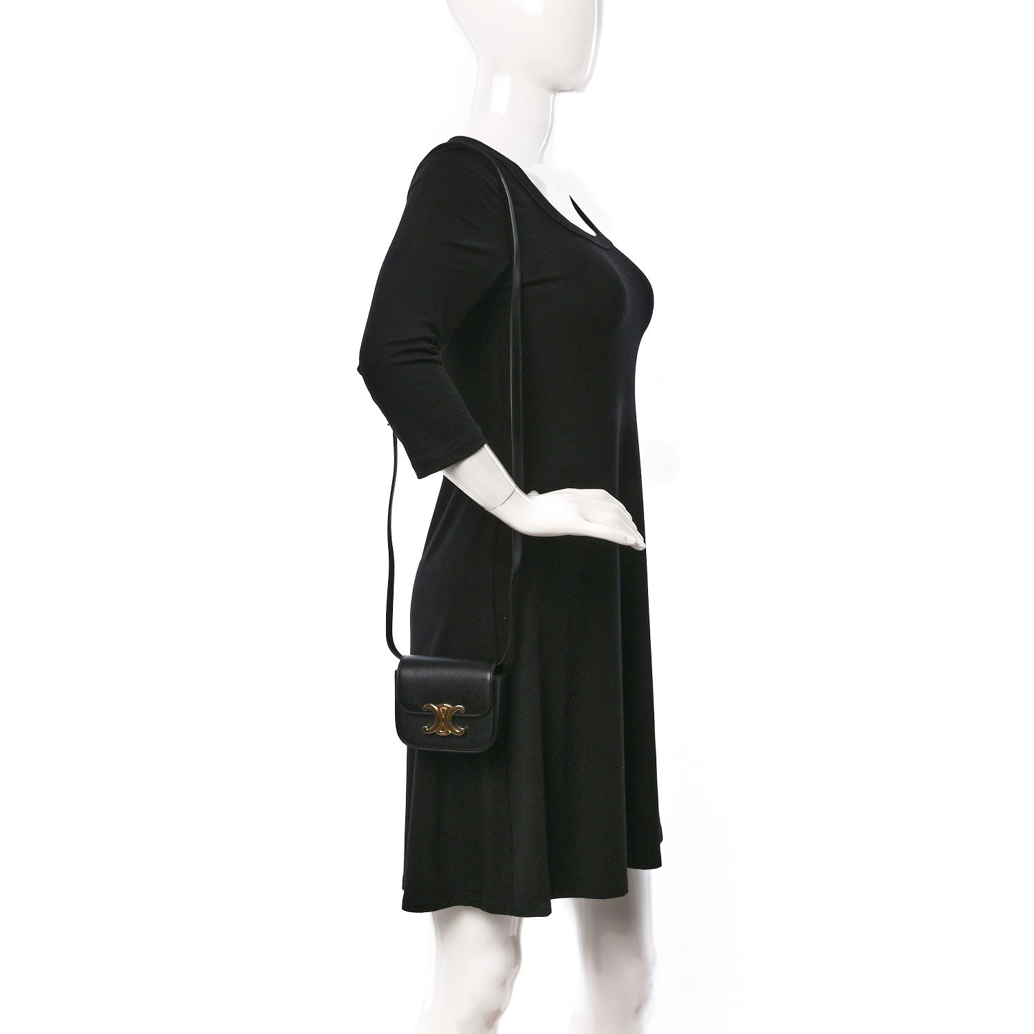 Celine Shiny Calfskin Mini Triomphe Black 2 of 10