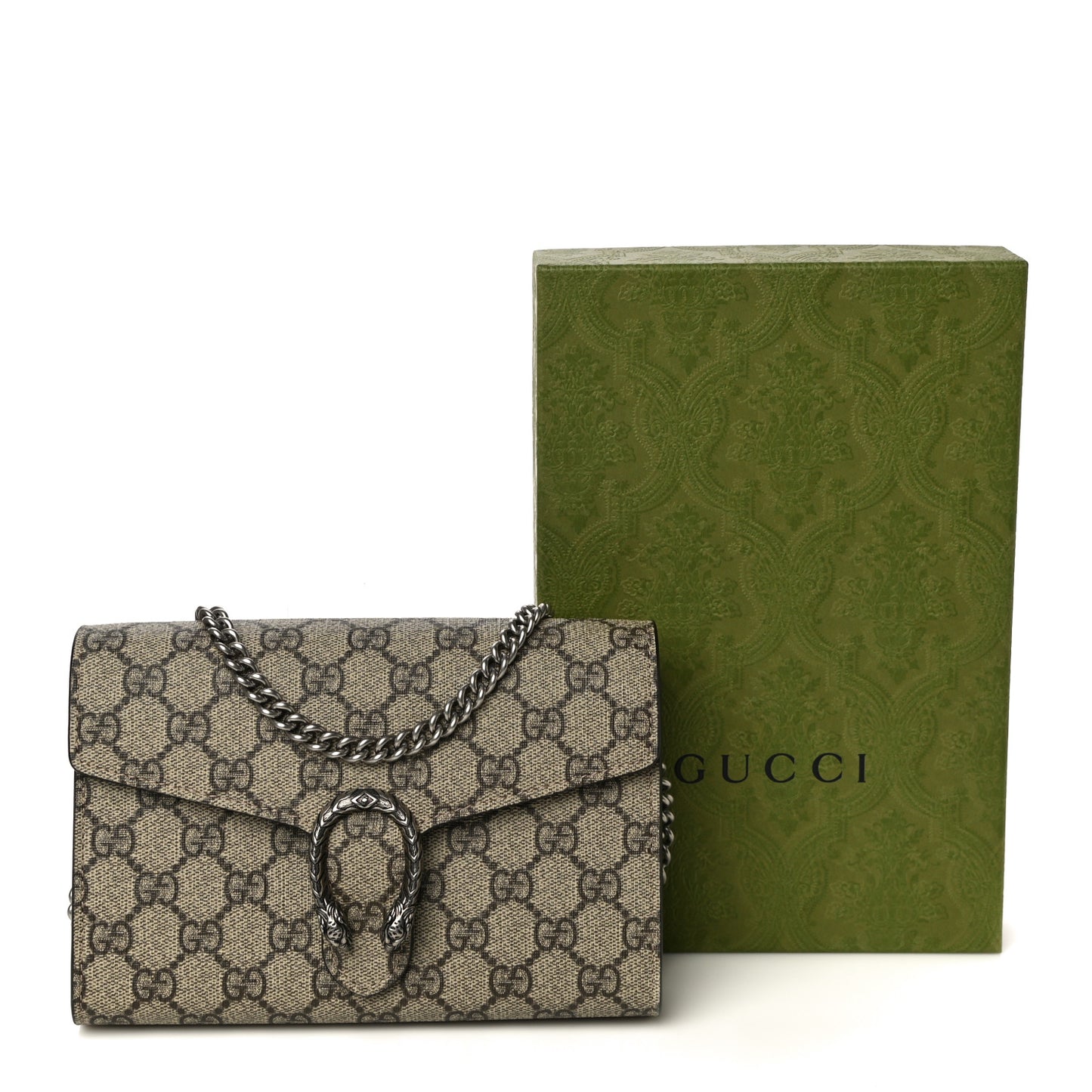 GG Supreme Monogram Mini Dionysus Chain Wallet Beige Taupe