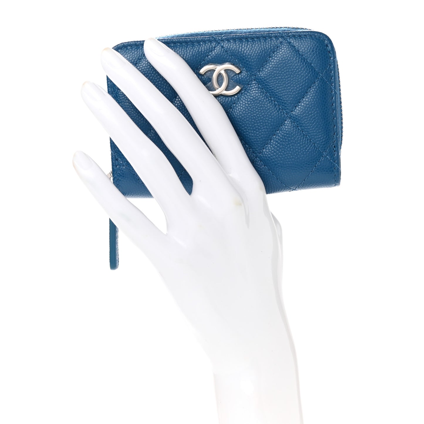 Caviar Quilted Zip Coin Purse Blue