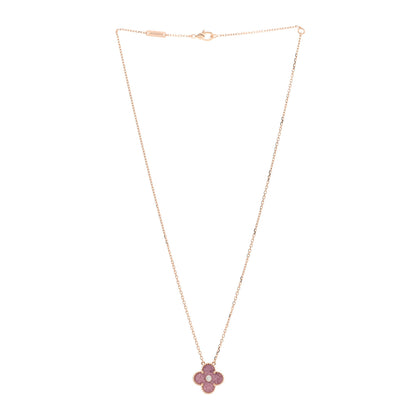Van Cleef & Arpels 18K Rose Gold Diamond Rhodonite Vintage Alhambra Pendant Necklace 2 of 5