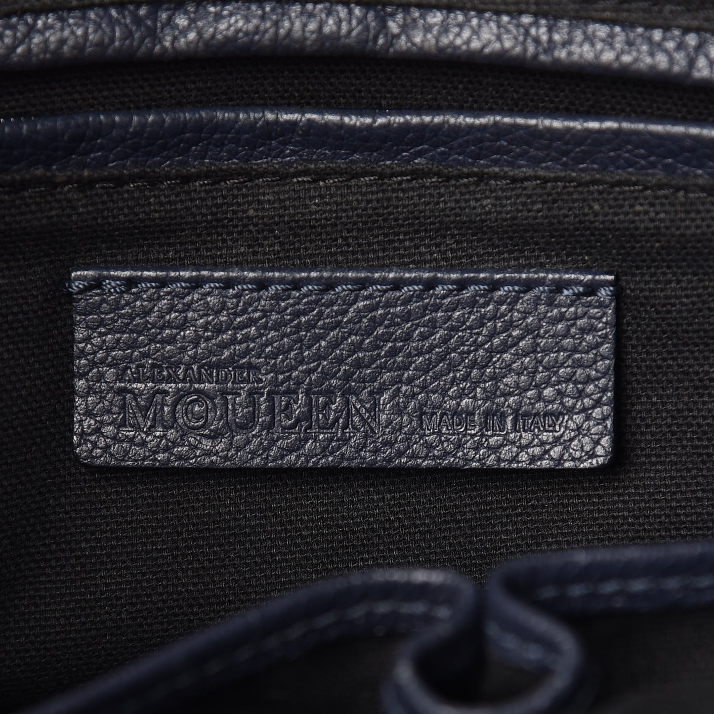 Pebbled Calfskin Small Skull Padlock Zip Around Tote Navy