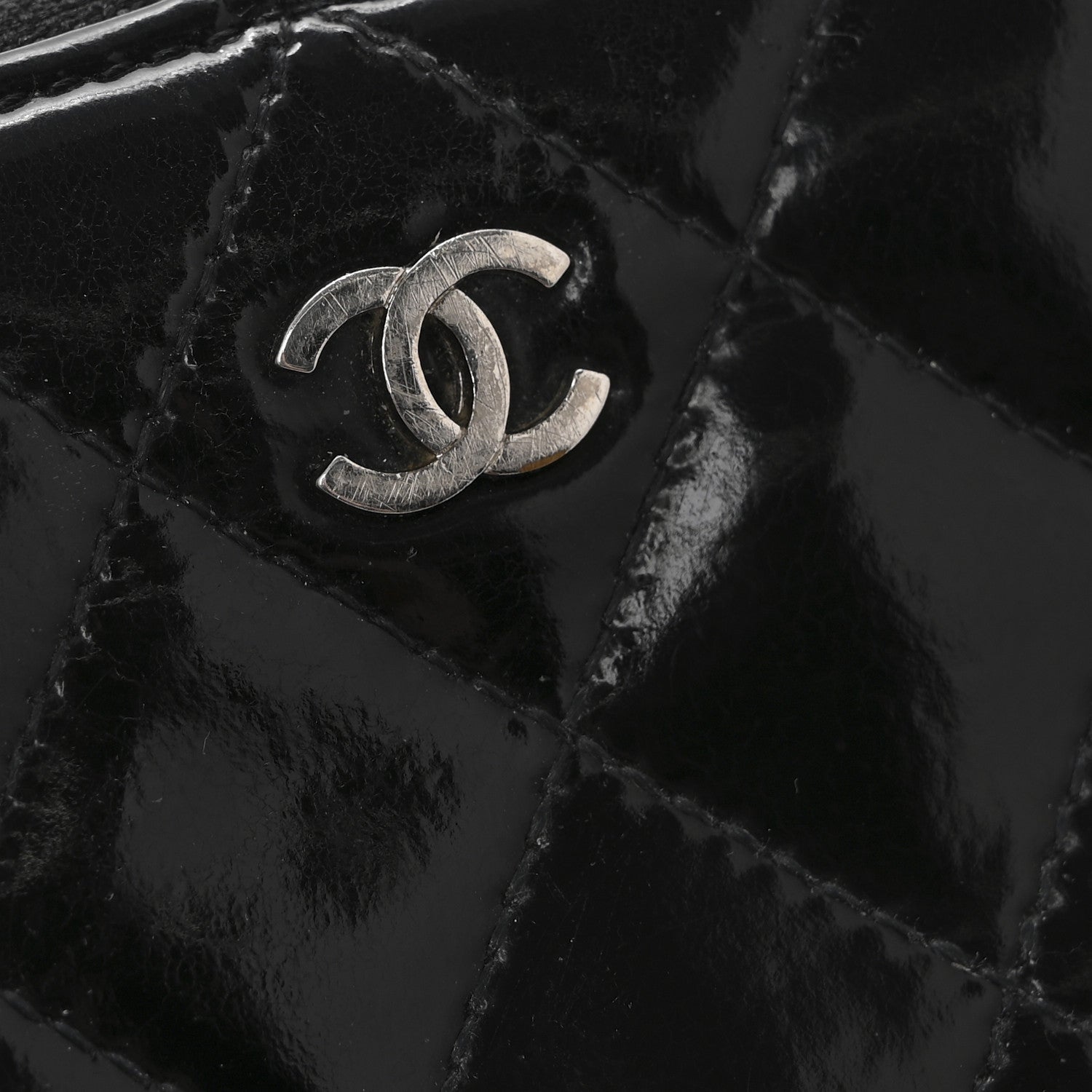 Chanel Patent Quilted Large Gusset Zip Around Wallet Black Black 11 of 13