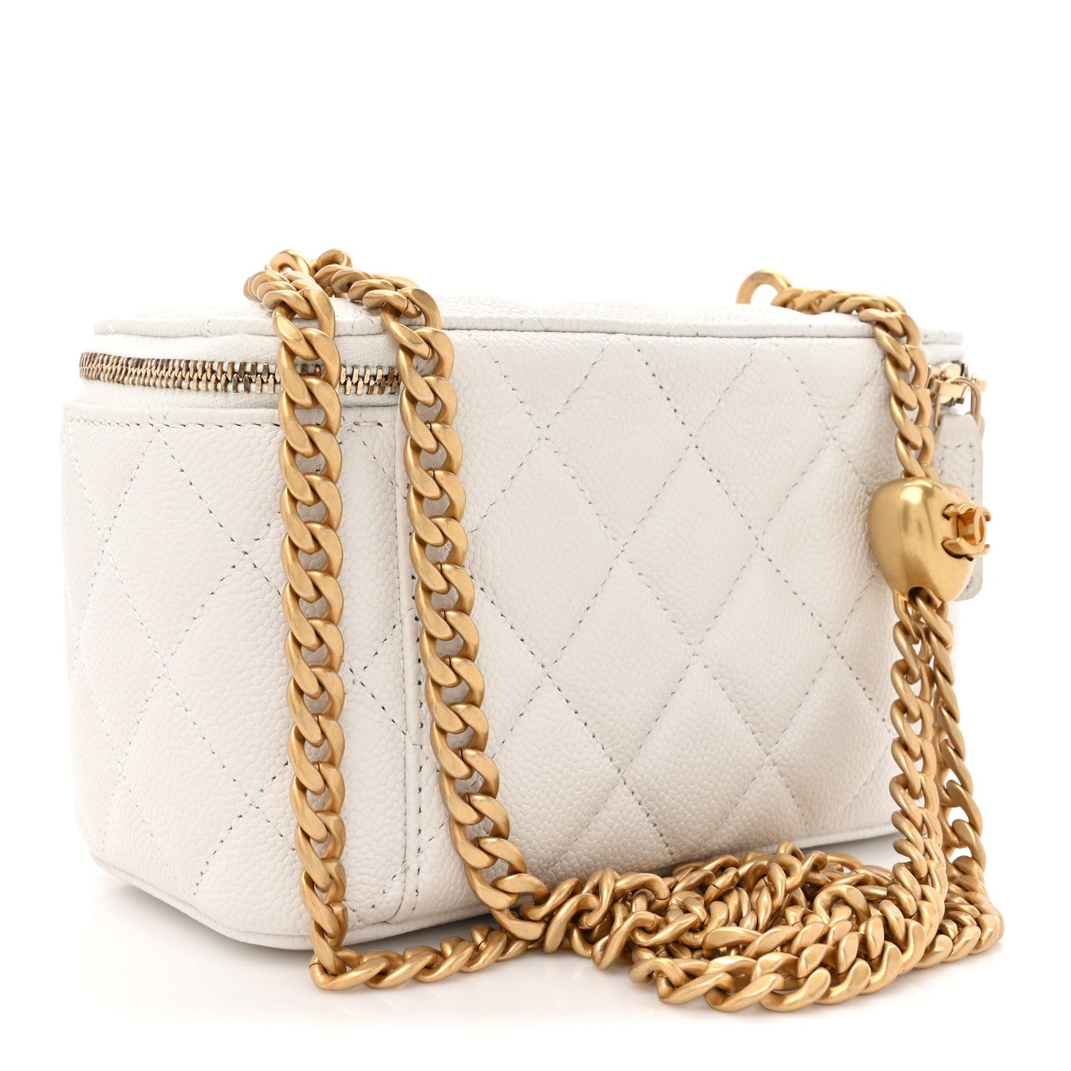 Chanel Caviar Quilted Sweetheart Vanity Case White 3 of 13