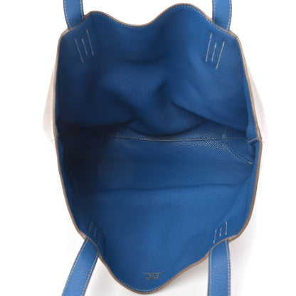 Hermes Taurillon Clemence Double Sens 36 Reversible Tote Mykonos Gris Tourterelle 10 of 21