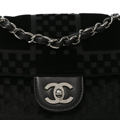 Chanel Velvet Checkered Flap Bag Black 8 of 10