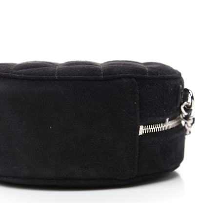 Chanel Suede Quilted Crystal Round Clutch With Logo Chain Black 7 of 11