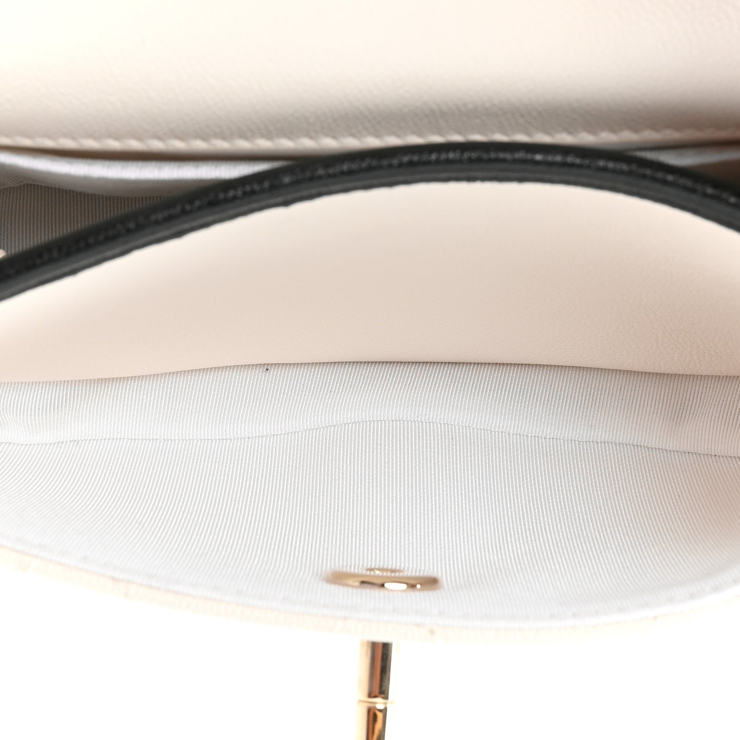 Caviar Quilted Mini Round Messenger Flap White Black