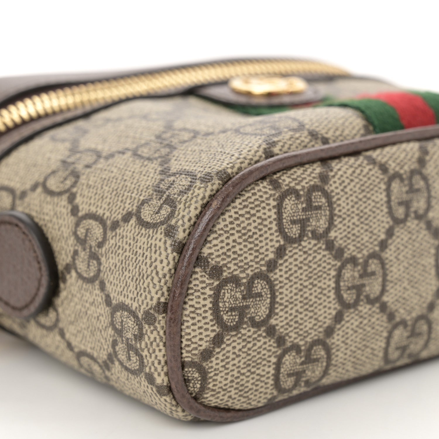 Gucci GG Supreme Monogram Textured Calfskin Web Mini Ophidia Top Handle Bag Beige Ebony New Acero 8 of 10