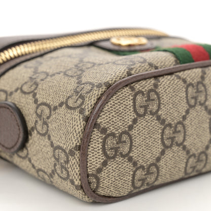 Gucci GG Supreme Monogram Textured Calfskin Web Mini Ophidia Top Handle Bag Beige Ebony New Acero 8 of 10