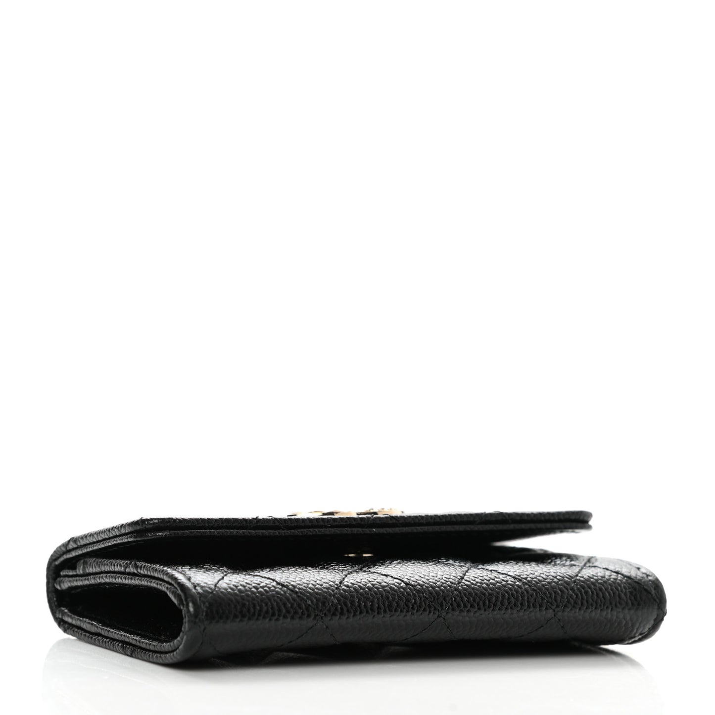 Caviar Quilted Chain CC Flap Card Holder Black