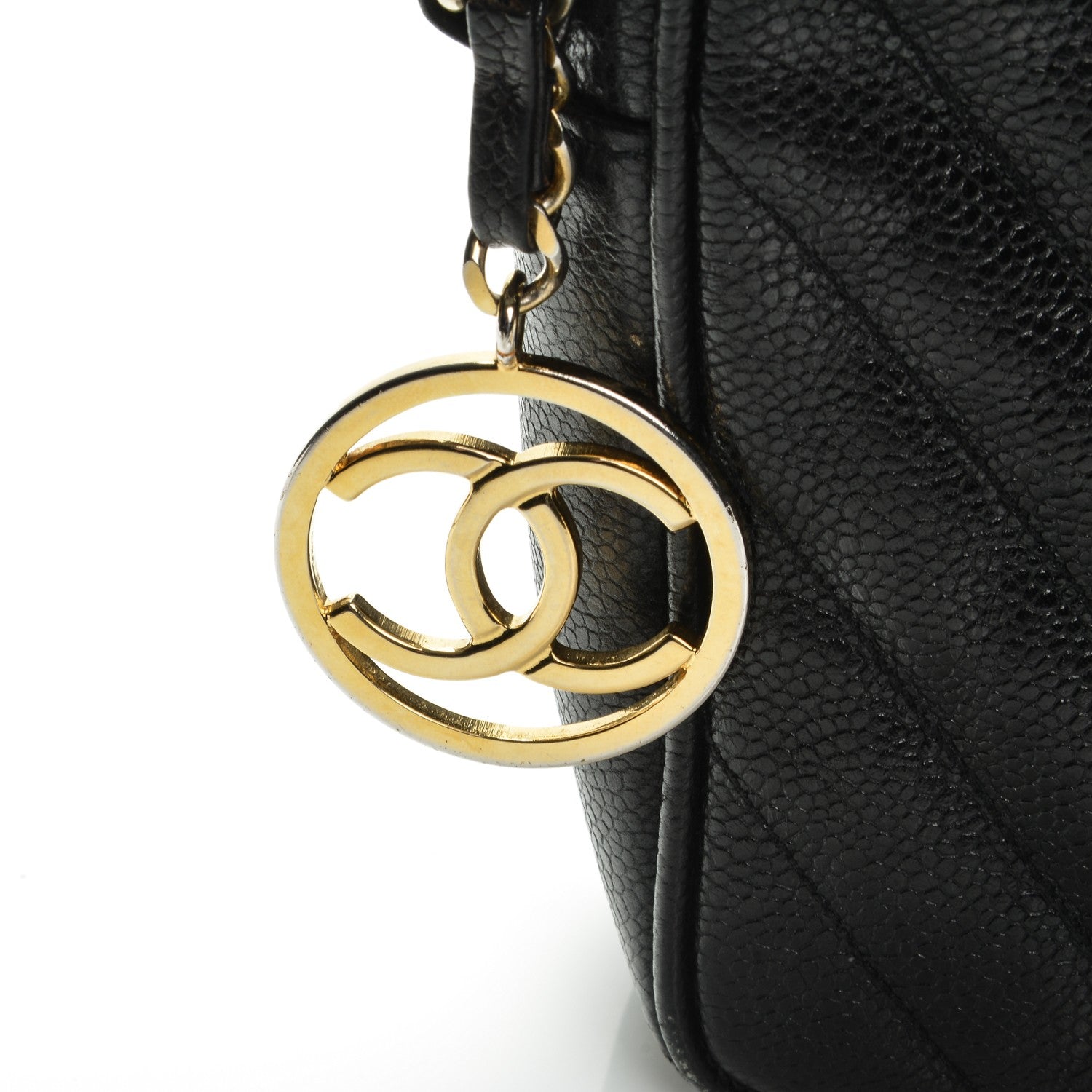 Chanel Caviar Chevron Quilted Camera Case Black 6 of 9
