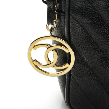 Chanel Caviar Chevron Quilted Camera Case Black 6 of 9