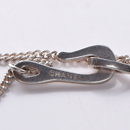Chanel Gripoix Poured Glass Four Leaf Clover Pendant Necklace Silver 4 of 5