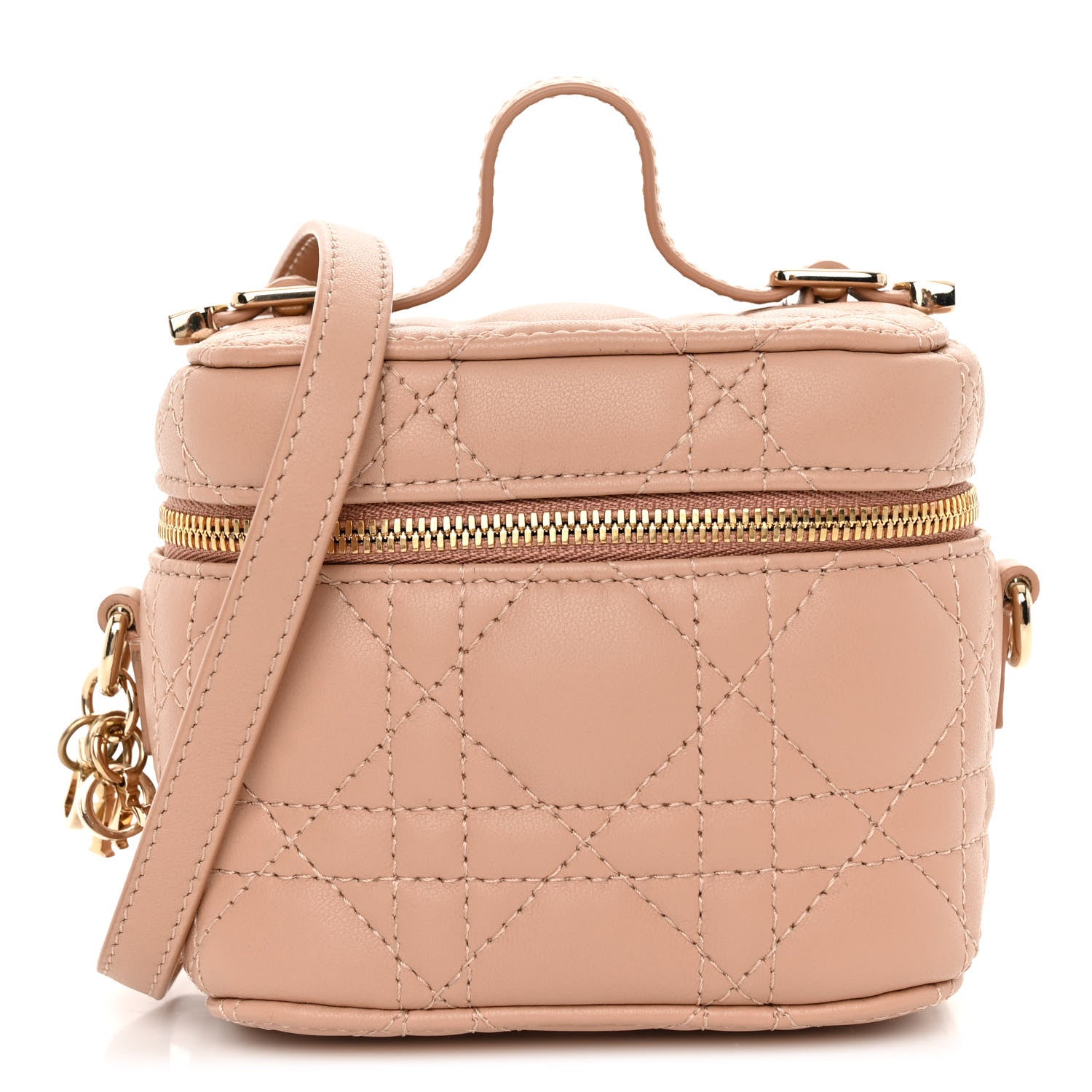 Christian Dior Lambskin Cannage Micro Vanity Case Deep Nude 1 of 10