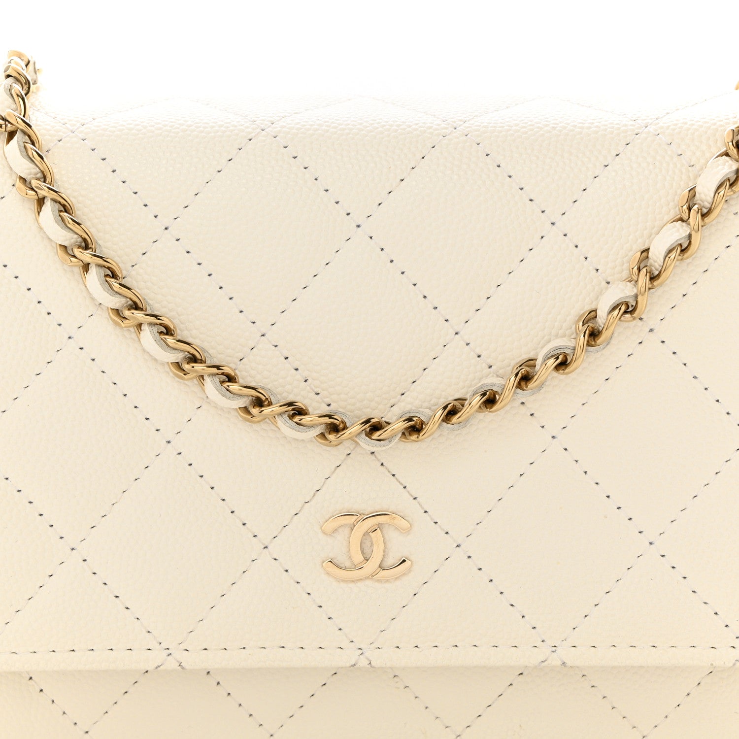 Chanel Caviar Quilted Wallet on Chain WOC White 9 of 14