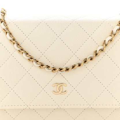 Chanel Caviar Quilted Wallet on Chain WOC White 9 of 14