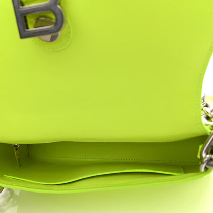 Balenciaga Calfskin Crocodile Embossed S Downtown Chain Shoulder Bag Fluo Yellow Black 5 of 11