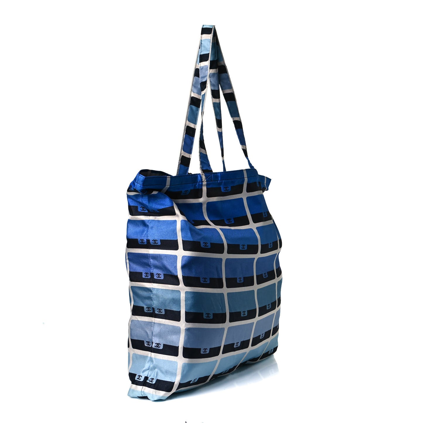 Caviar Fabric Quilted Foldable Tote With Chain Black Multicolor