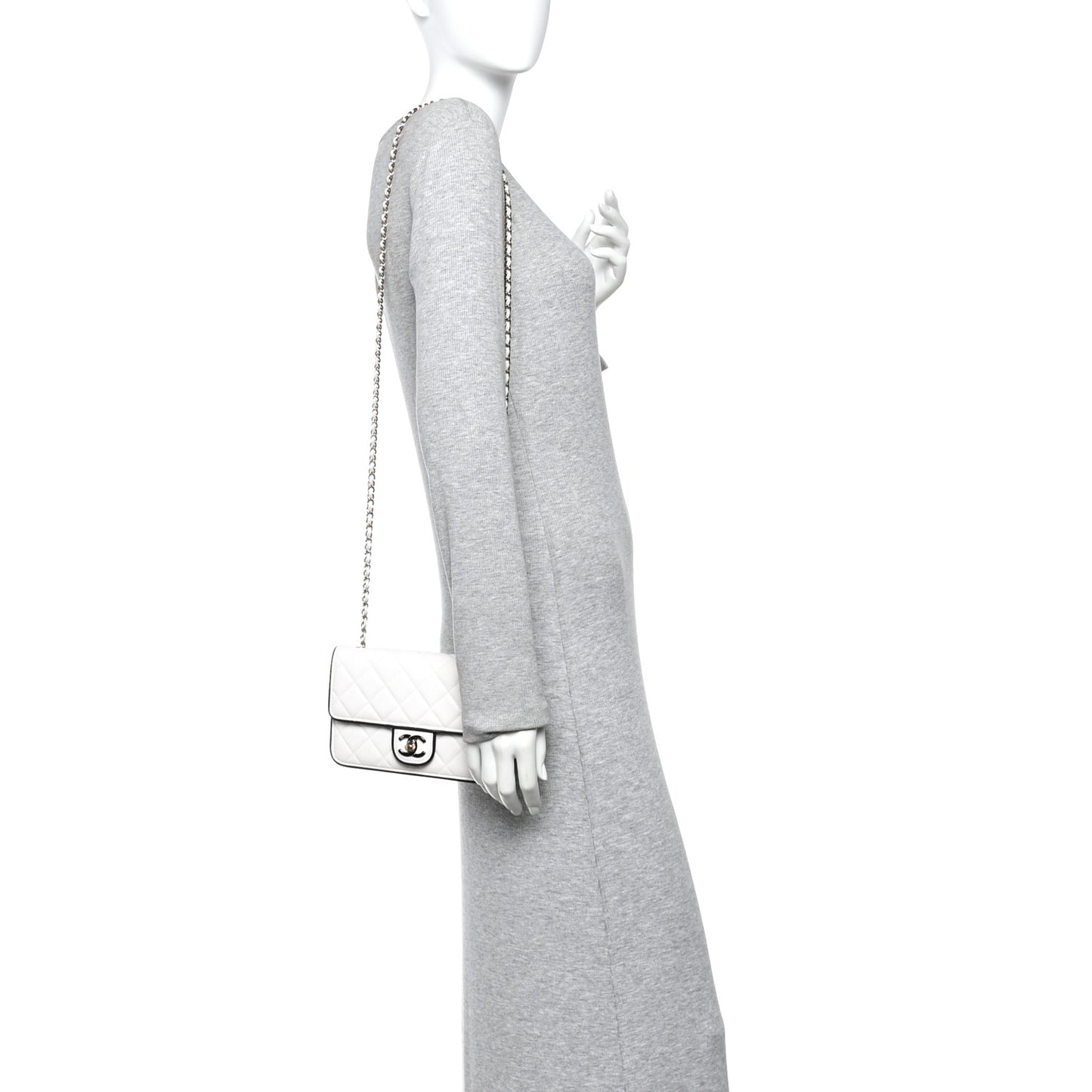 Lambskin Quilted Resin CC Mini Flap Bag White Black