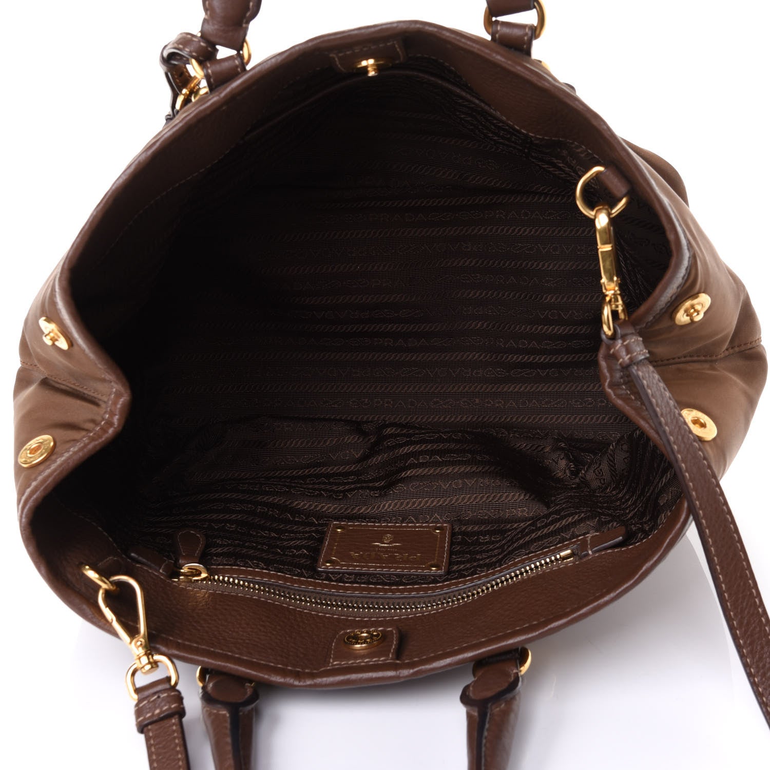 Prada Nylon Tessuto Vitello Daino Tote Corinto 4 of 4
