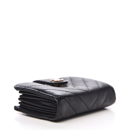 Chanel Calfskin Chevron Quilted Gusseted Card Holder Black 3 of 6
