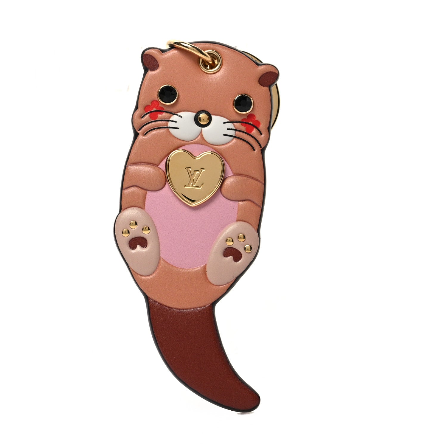 Louis Vuitton Calfskin Monogram LV Animals Otter Bag Charm Key Holder Pink 1 of 3