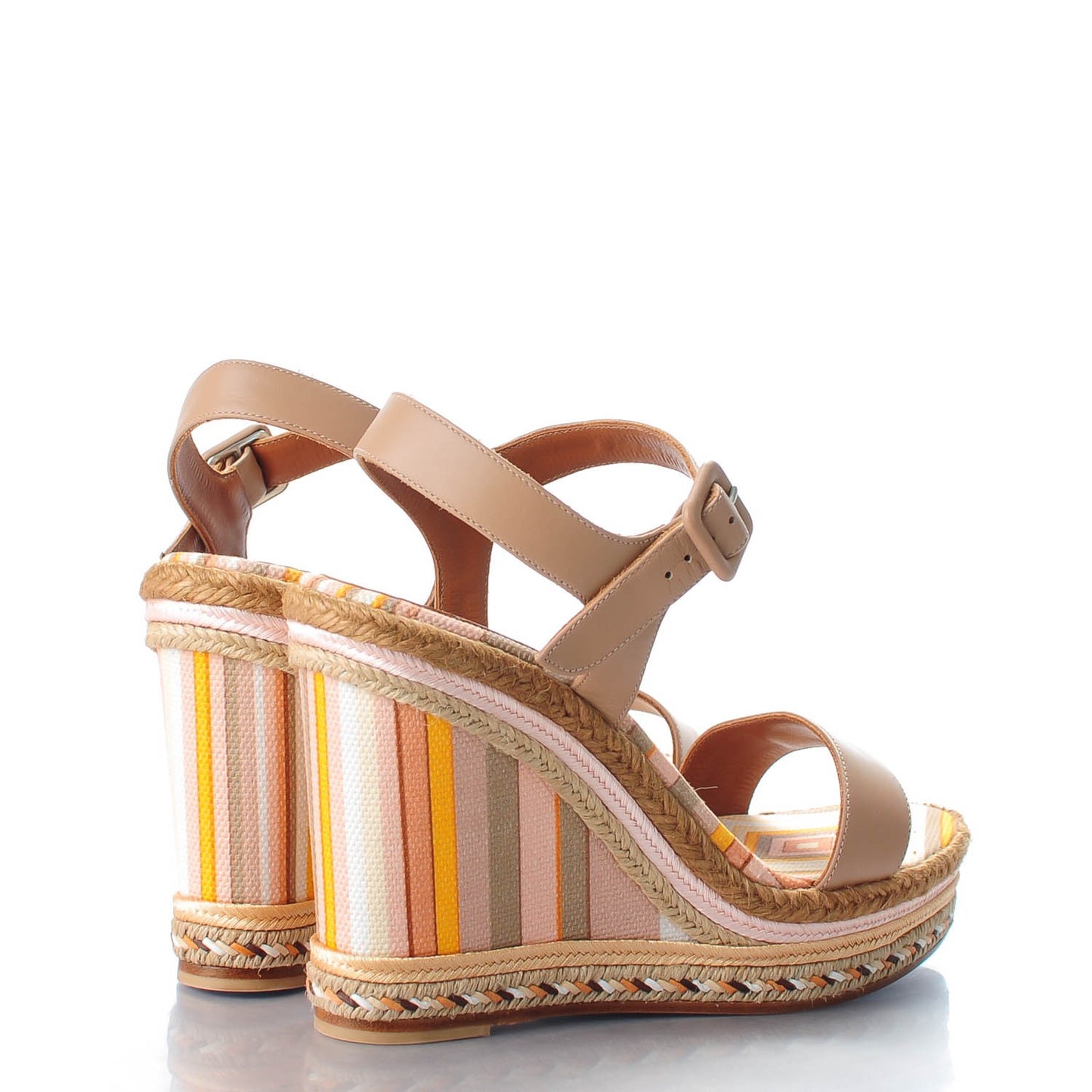 Canvas Calfskin Native Couture 1975 Espadrille Wedge Sandals 39 Alpaca Multicolor