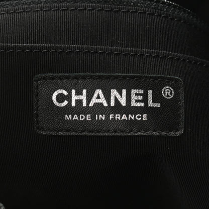 Chanel Caviar Flat Quilted CC Chain Bucket Drawstring Bag Black 8 of 11