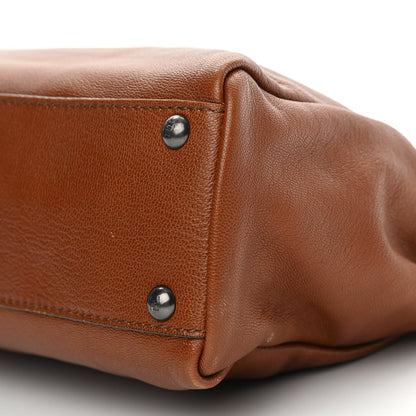 Fendi Goatskin Zucca Medium Peekaboo Iconic Satchel Cuoio Tobacco Moro 10 of 12