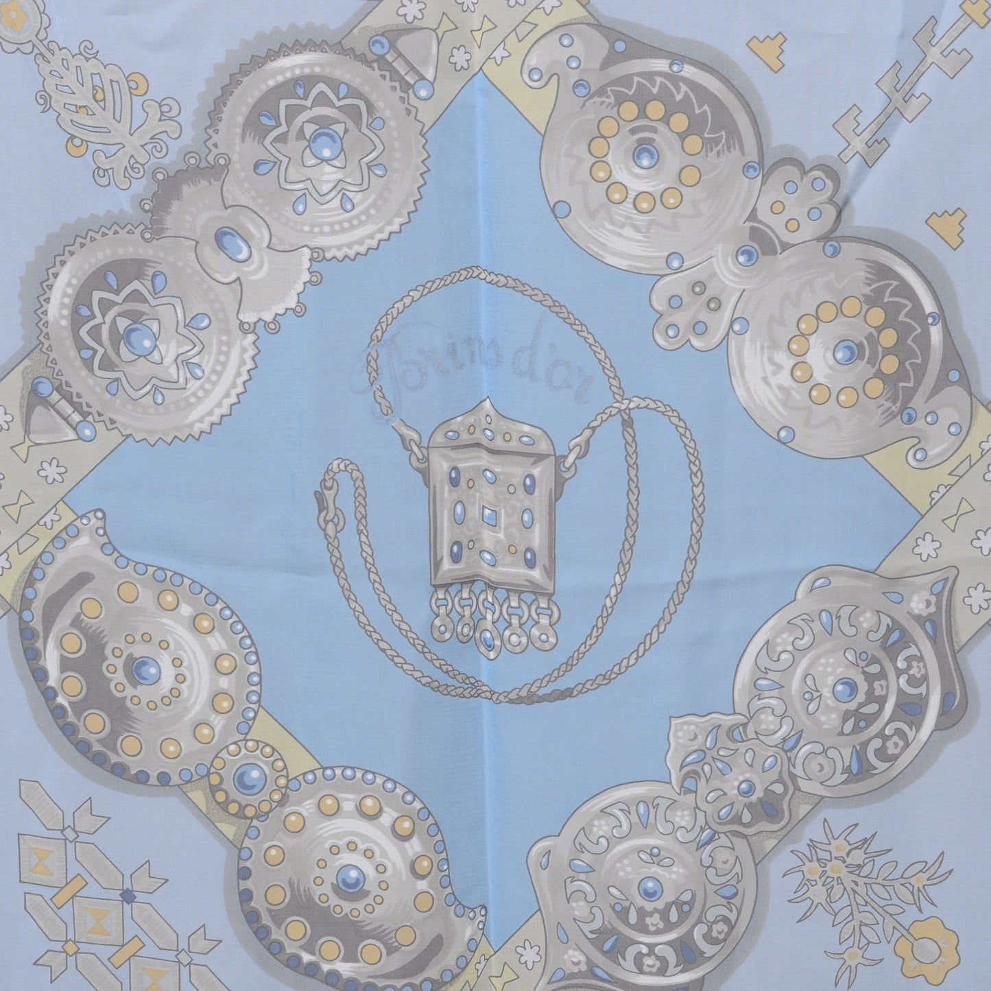 Silk Mousseline Brin D Or 140 Scarf Bleu