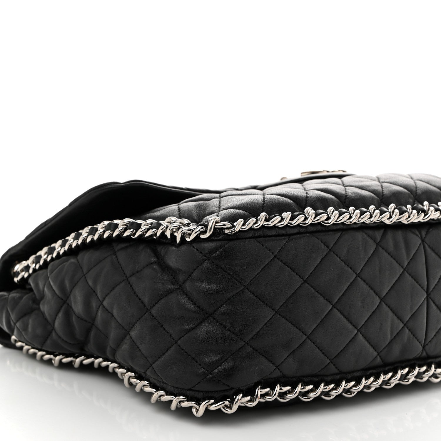 Chanel Washed Lambskin Quilted Maxi Chain Around Flap Black 9 of 11