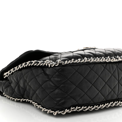 Chanel Washed Lambskin Quilted Maxi Chain Around Flap Black 9 of 11