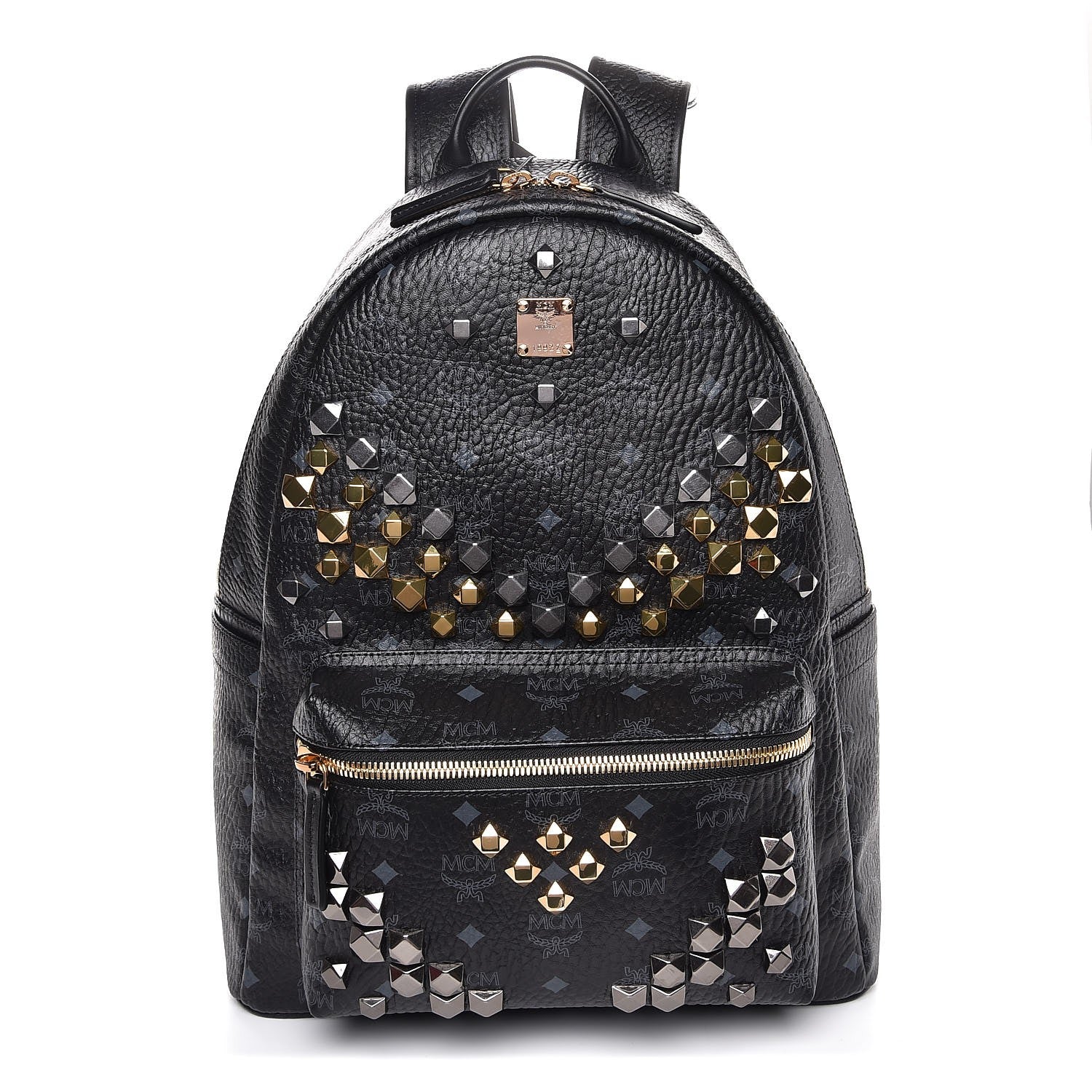 MCM Visetos Studded Medium Stark M Backpack Black 1 of 8
