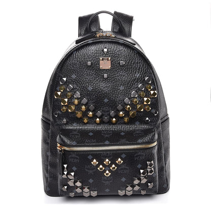 MCM Visetos Studded Medium Stark M Backpack Black 1 of 8