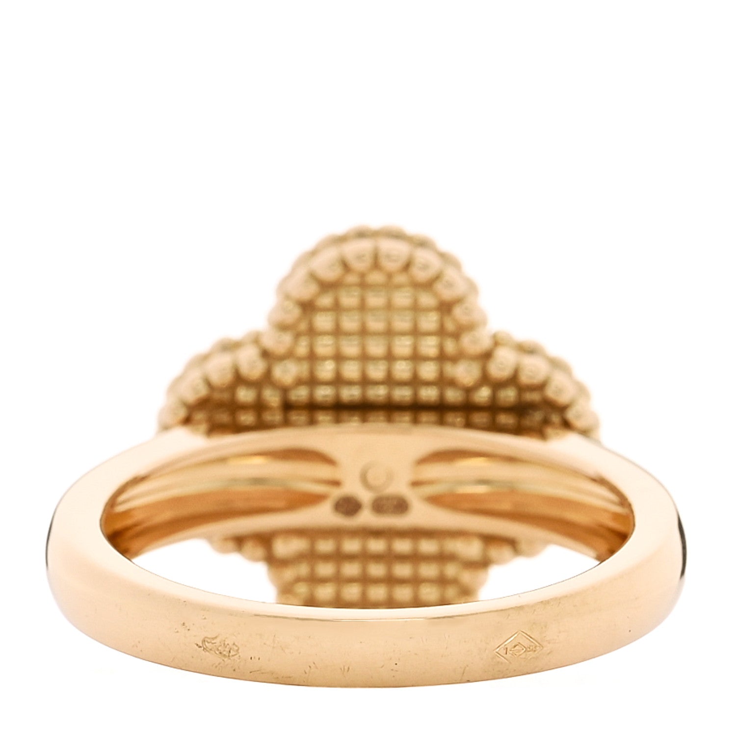 Van Cleef & Arpels 18K Yellow Gold Diamond Mother of Pearl Vintage Alhambra Ring 53 6.5 3 of 4