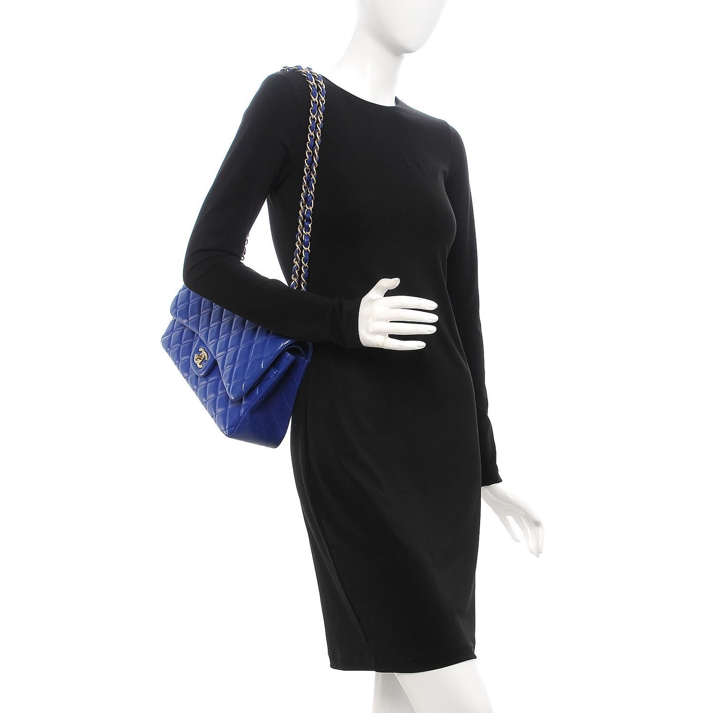 Lambskin Quilted Jumbo Double Flap Blue