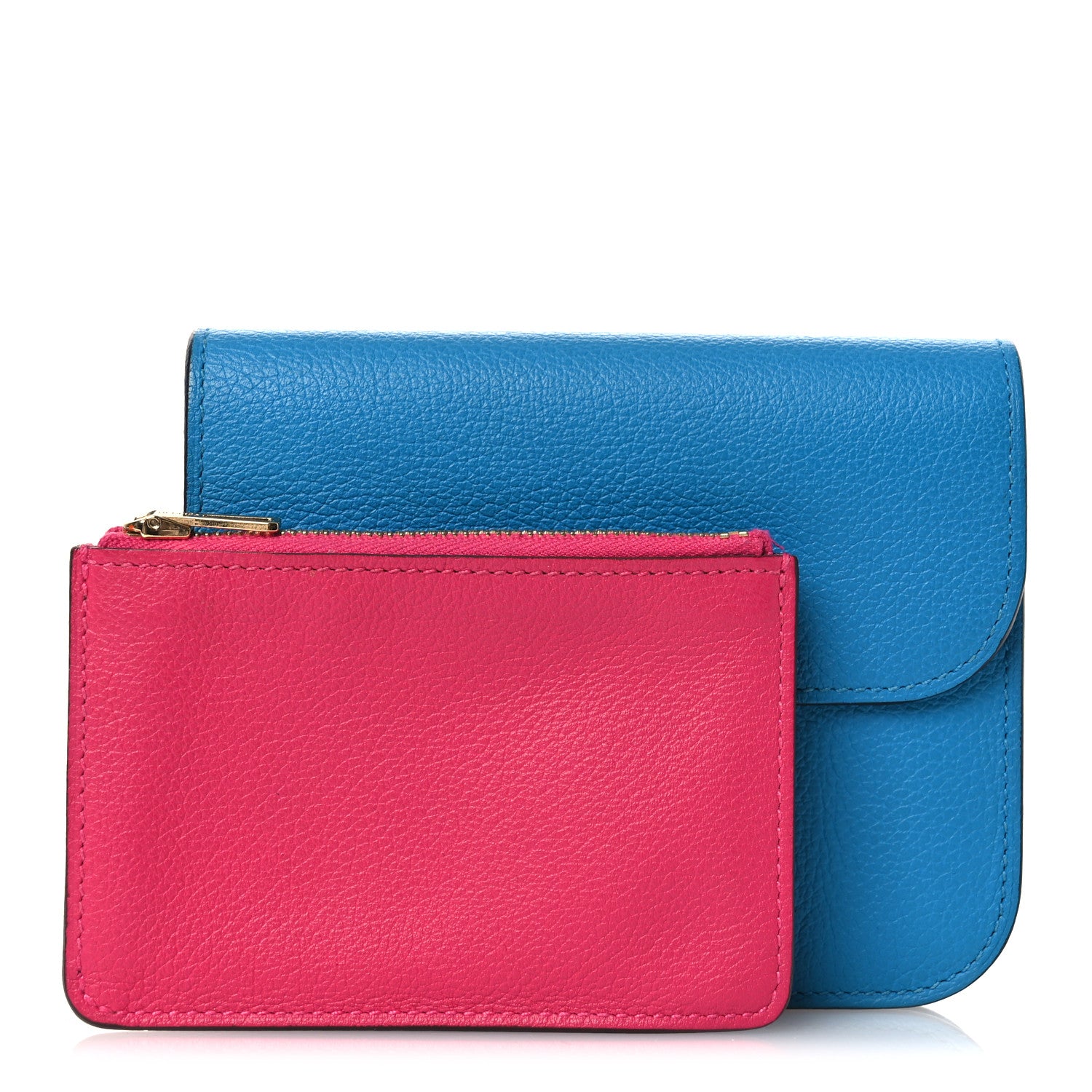 Hermes Evercolor Bi-Color Constance Slim Wallet Bleu Frida Rose Mexico 3 of 11