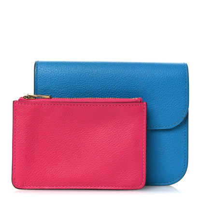 Hermes Evercolor Bi-Color Constance Slim Wallet Bleu Frida Rose Mexico 3 of 11