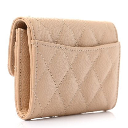 Chanel Caviar Quilted Flap Card Holder Wallet Beige 3 of 8