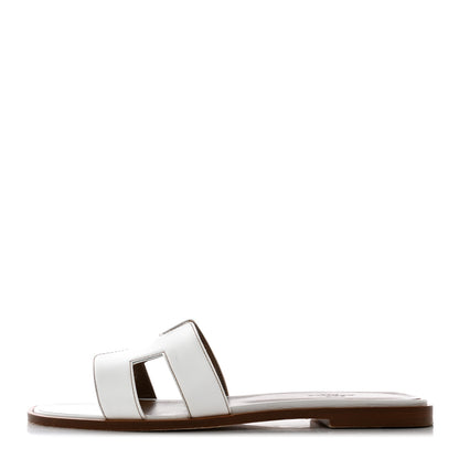 Hermes Box Calfskin Oran Sandals 38 White 1 of 13